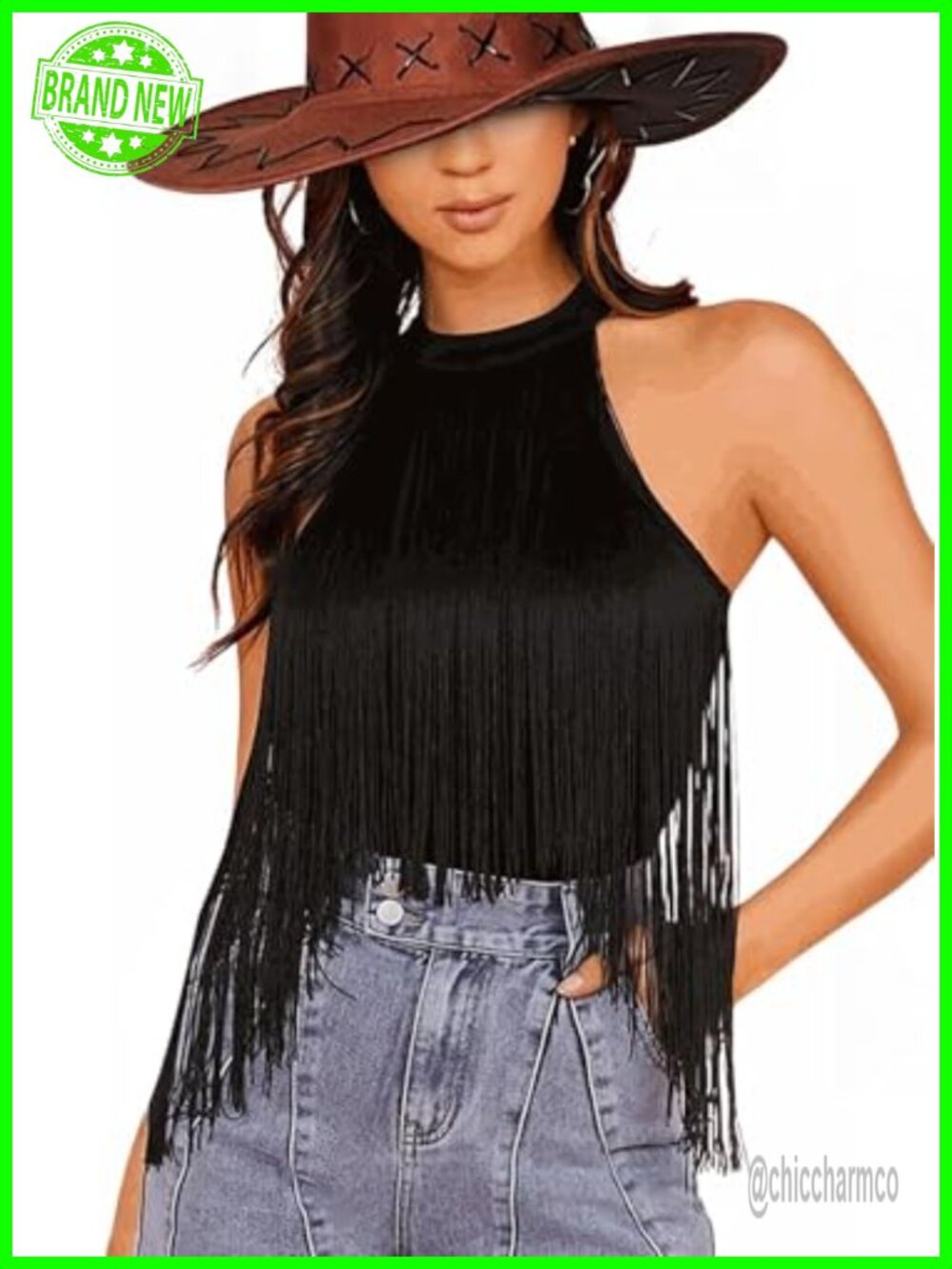 Women Western Fringe Bodysuit Cowgirl Tassel Hem High Cut